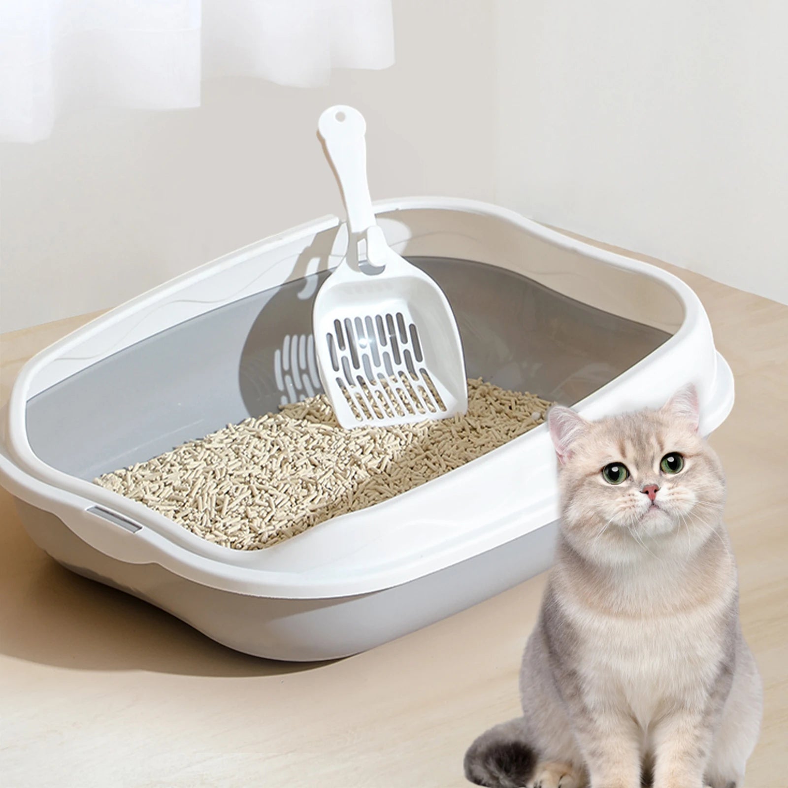 Cat Litter Box Portable Bedpan Removable Semi Closed Kitty Litter Pan Potty Toilet for Rabbit Medium Large Cats Small Animals - Hiron Store