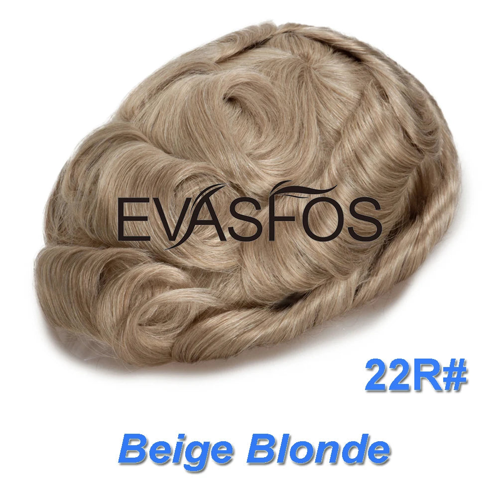 Natural Hairline Bleached Knots French Lace Front Men's Toupee, Poly Skin Hairpieces, Hair Replacement Systems, Various Color