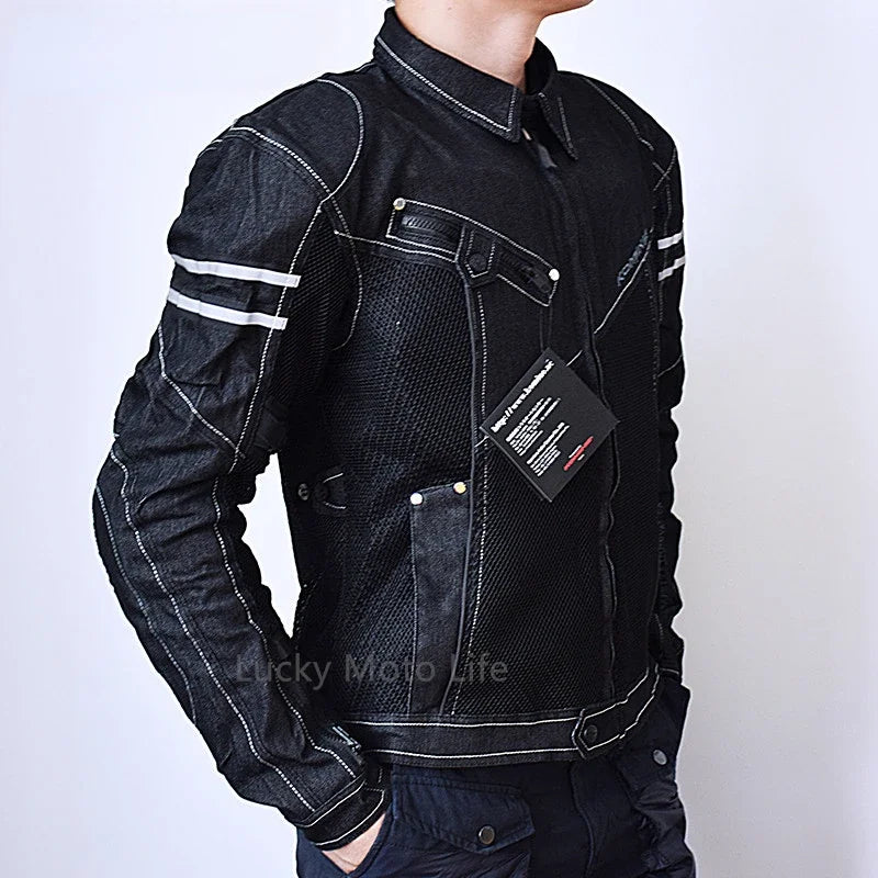 Jackets Spring Breathable Denim Mesh Racing Clothing Motorcycle Jacket