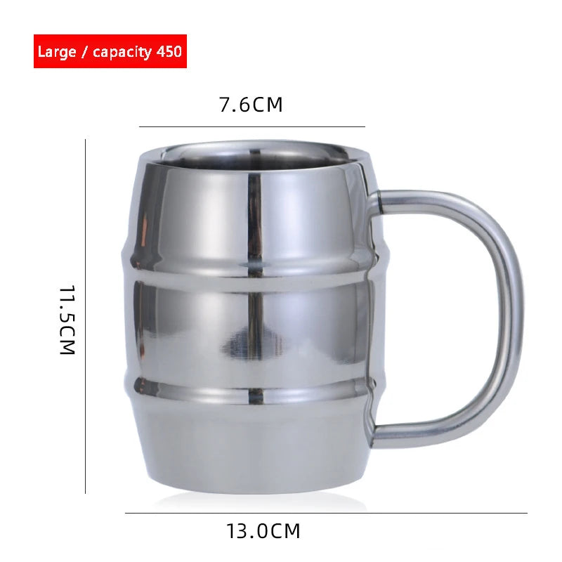 Double Stainless Steel Beer Cup Outdoor Camping Western Coffee Cup With Handle Insulated Portable Water Cup Mugs