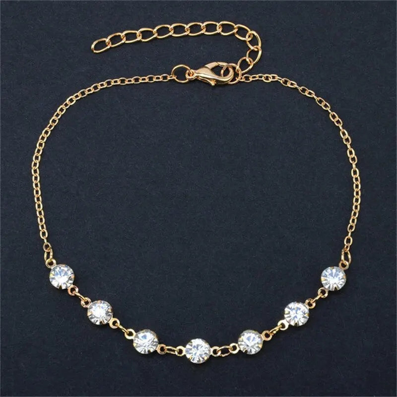 Adjustable Heart Shap Pendant Chain Women's Anklets Silver Gold Colour Bracelet