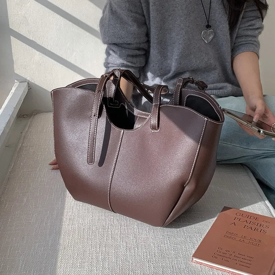 Vintage Women Handbag Portable Shoulder Bag Luxury PU Leather Ladies Commuter Underarm Totes Bag