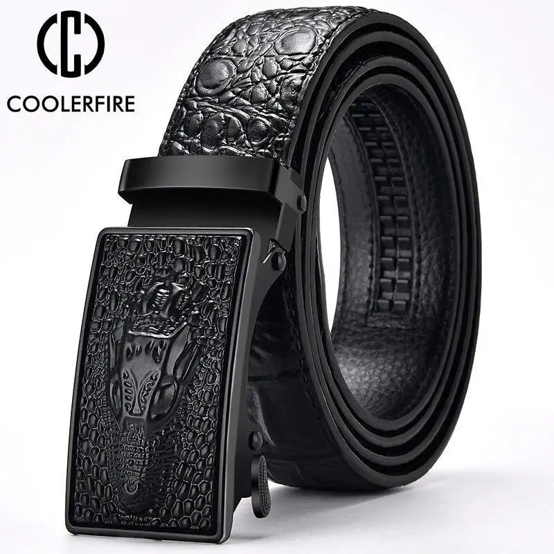 Genuine Leather Belt For Man Top Quality Luxury Famous Male Belts Automatic Buckle Crocodile Pattern