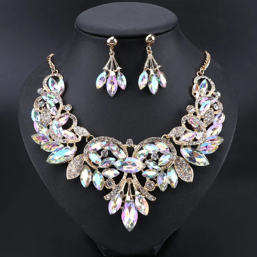 Crystal Bridal Jewelry Sets Costume Accessories Wedding Necklace Earrings Set