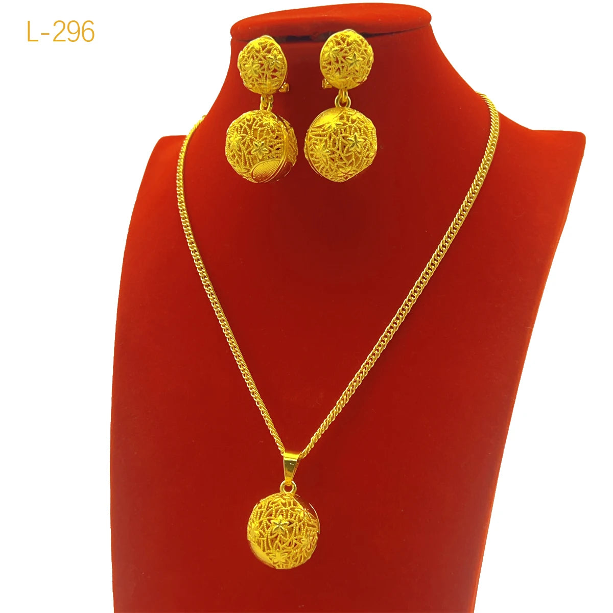 Bridal Dubai Ball 24k Gold Plated Necklace Earrings Sets