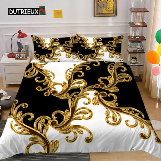 Golden Luxury Duvet Cover Patterns Exotic European Design Retro Duvet Cover Bedding Sets