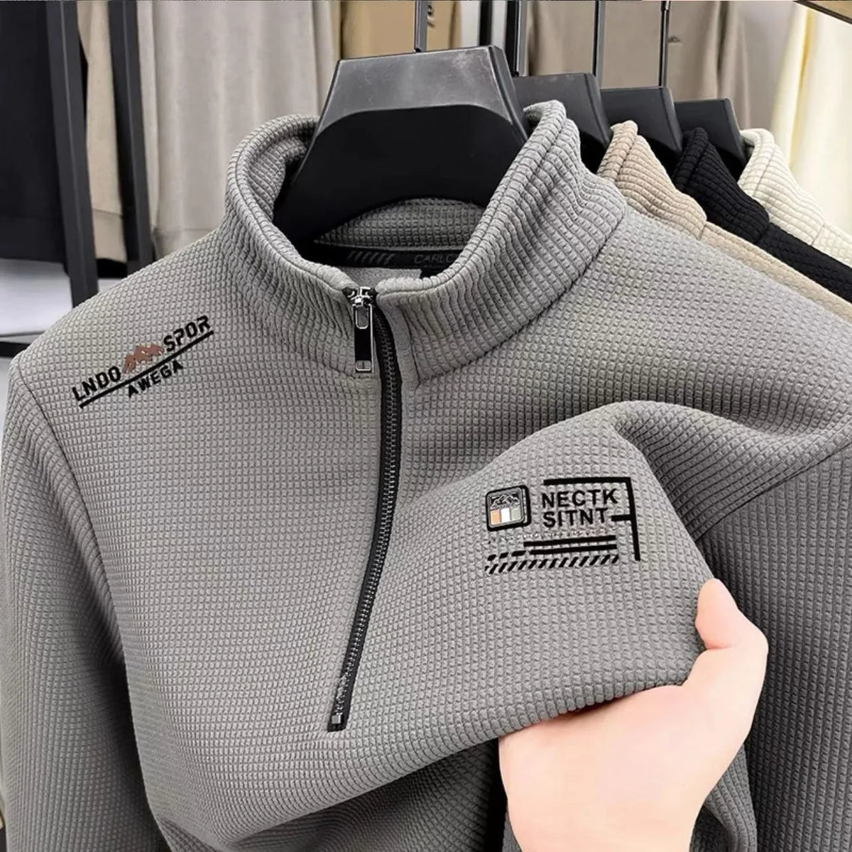 Men's Casual Fce Lined Hoodie Heavy weight High End  Color Winter Warm f Zipper Stand Collar Comfortable Home Clothes