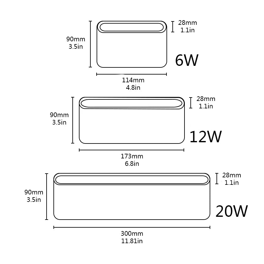 6W 12W 20W LED Outdoor Waterproof Wall Lamp Indoor Bedroom Living Room Balcony Wall Light