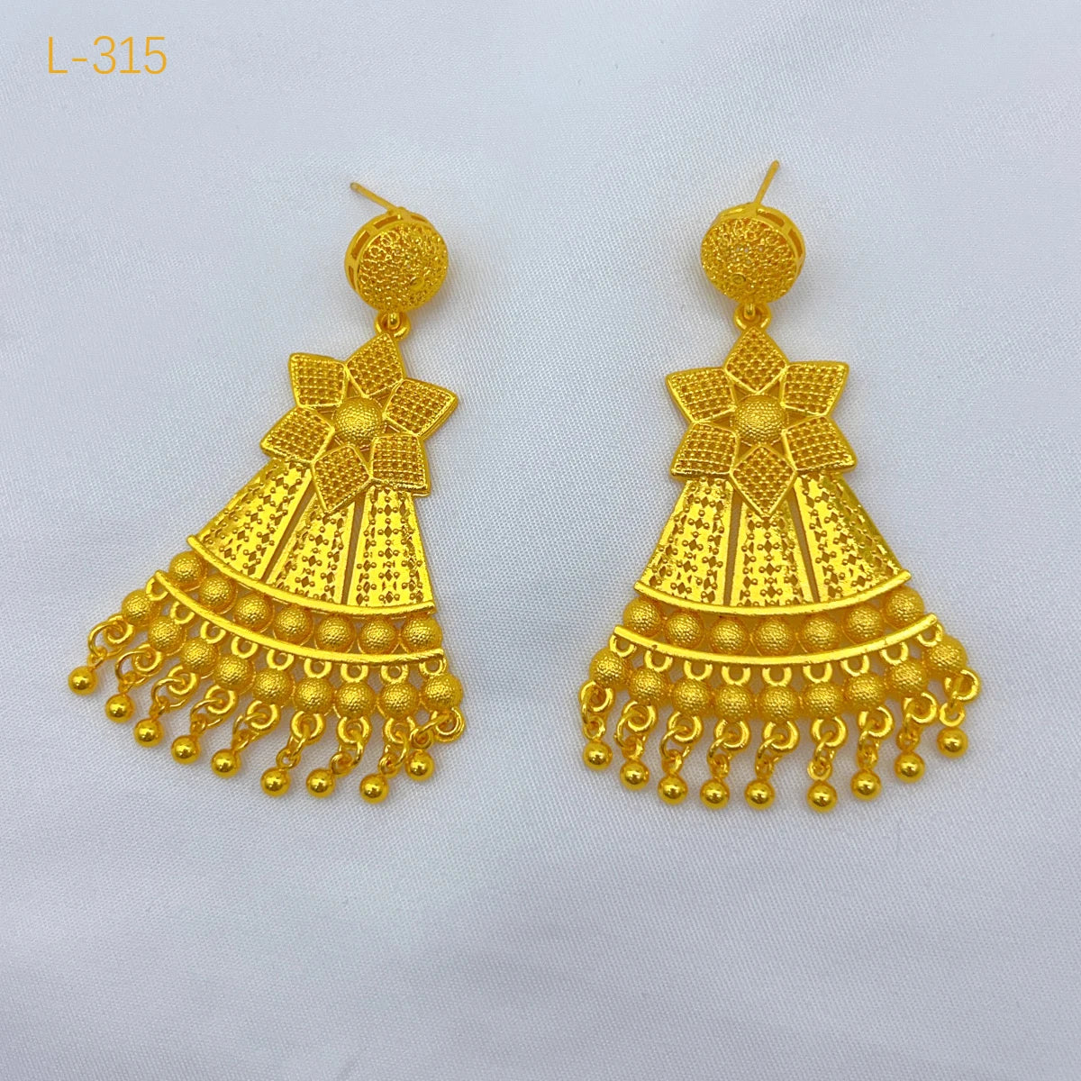 Dubai Indian African Tassel Necklace Earrings Jewelry Set 24K Gold Plated Bridal Jewellery