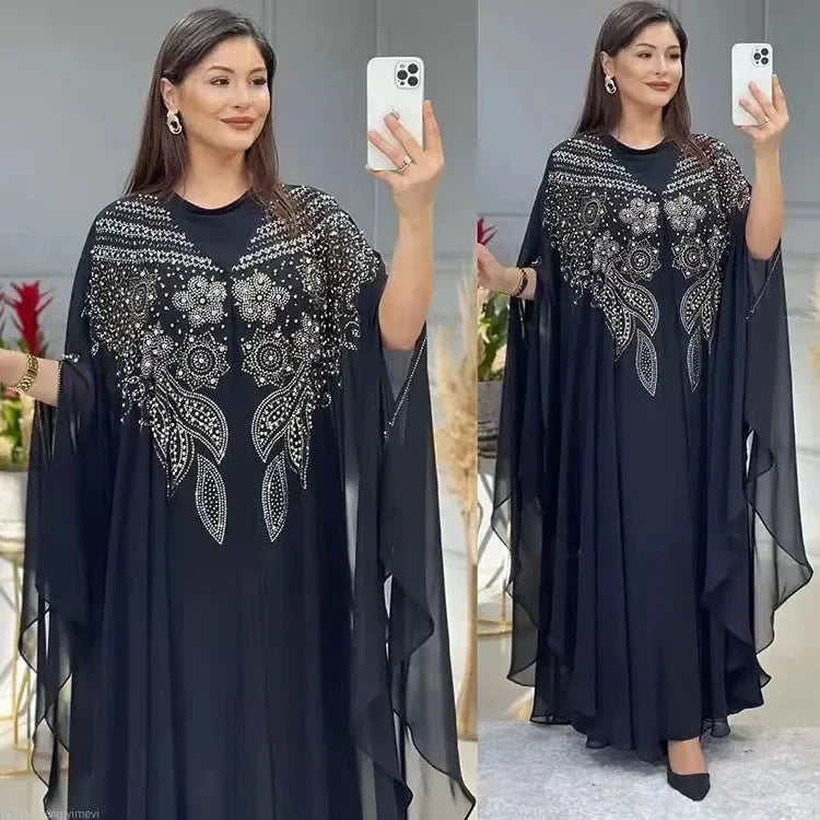 2024 Abayas for Women Dubai Luxury Chiffon Boubou Muslim Dress Caftan Long Abaya