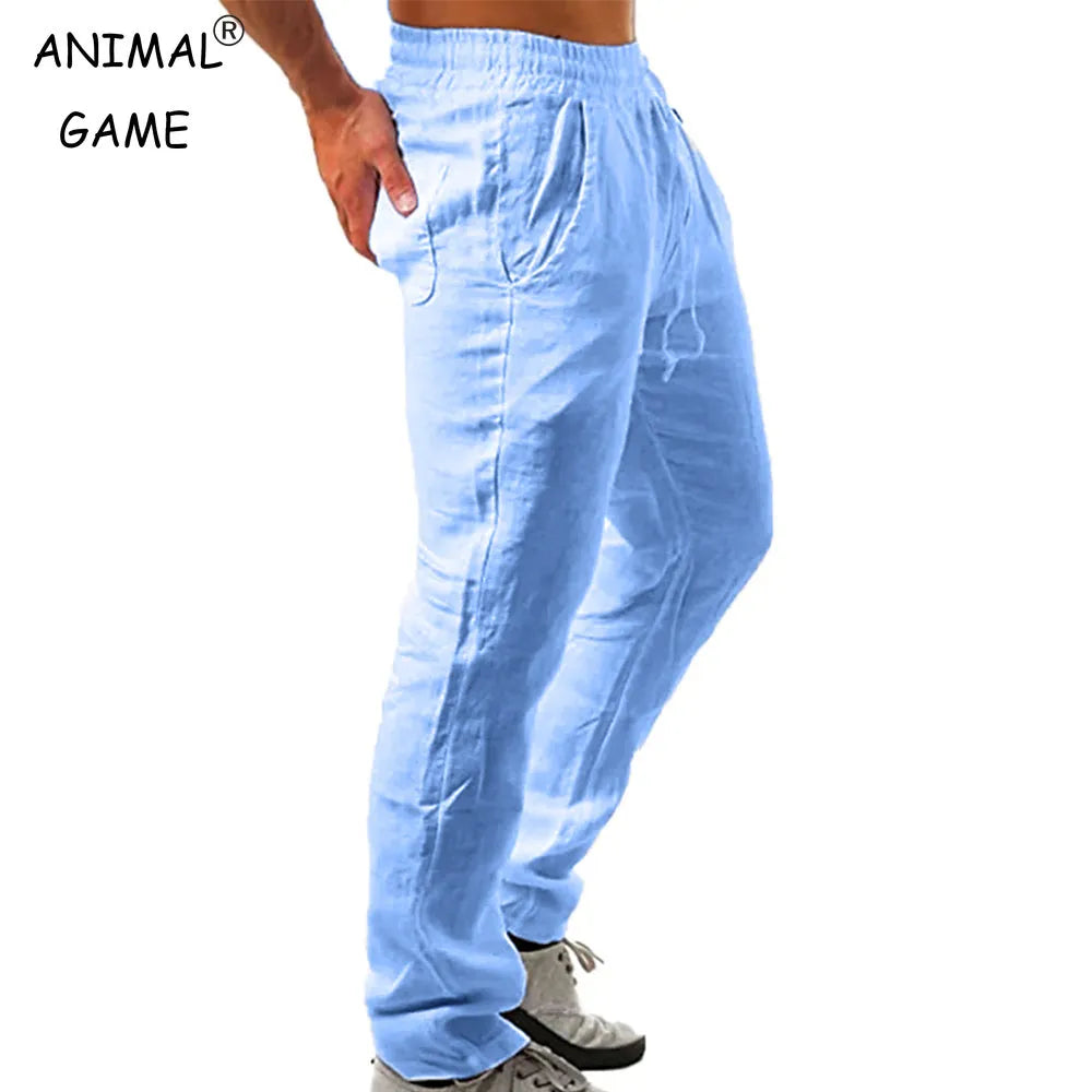 Summer Men's Linen Pants Breathable Solid Colour Comfortable Pants