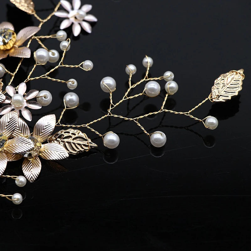 New Wedding Hair Accessories Crystal Pearl Hair Belt Wedding Bridal Hairband Hair Ornament Hair Jewelry Bride Headdress Headband