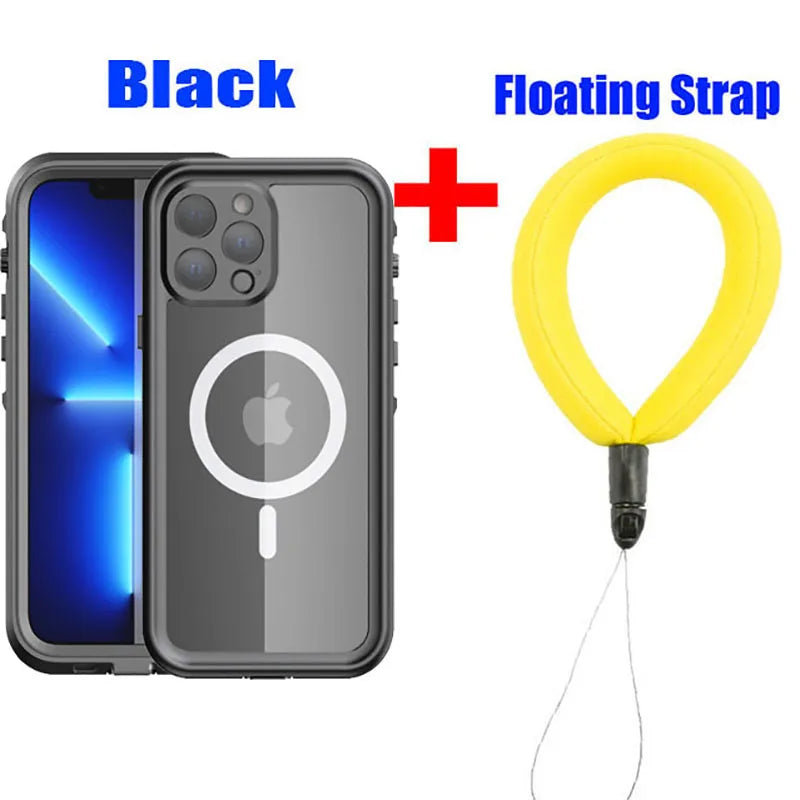 Magnetic Charging IP68 Case For iPhone 16 15 14 13 Pro Max Plus Drop proof Cover Diving outdoor sport