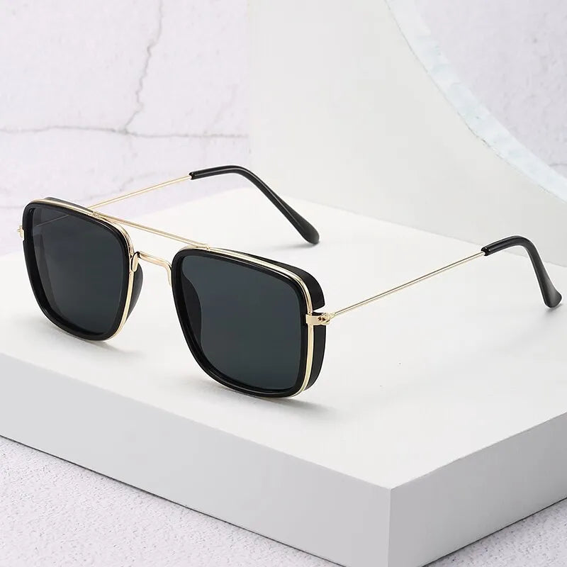 Fashion Sunglasses European and American Metal Small Square Frame Korean Version Glasses Retro Square Sunglasses UV Protection - Hiron Store