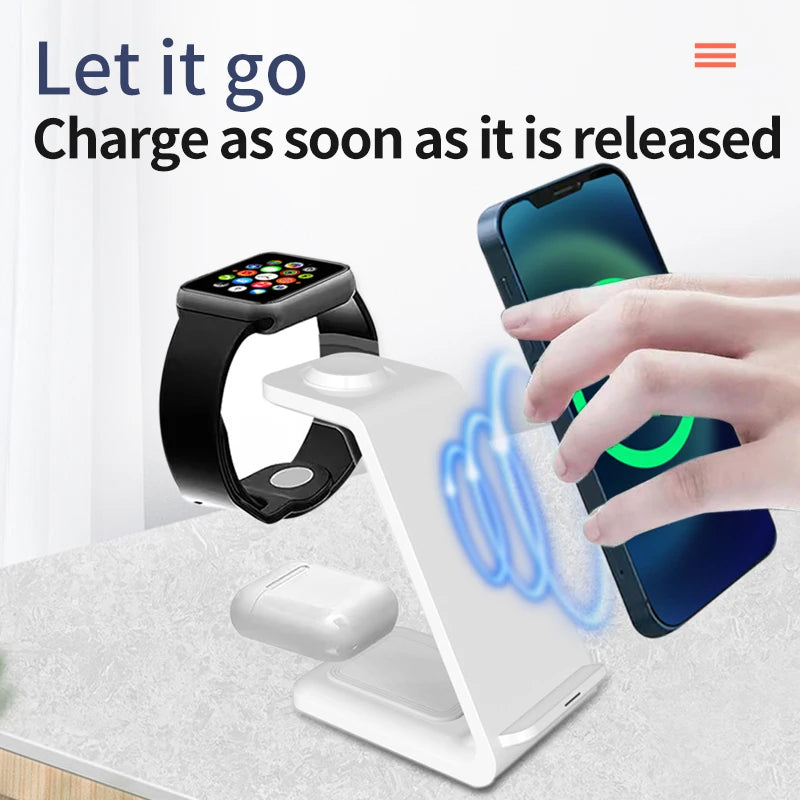 30W 3 in 1 Wireless Charger Stand for iPhone 15 14 13 12 11 X XR Apple Watch 6 7 8 iWatch Airpods Pro Fast Charging Dock Station - Hiron Store