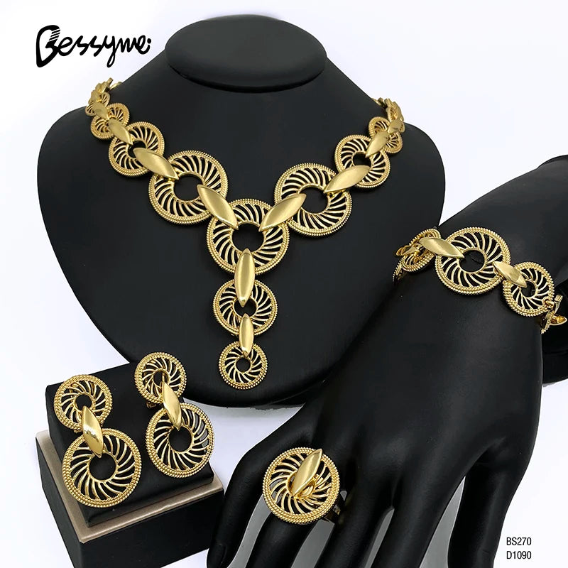 Unique Italian 18k Gold Plated Jewelry Set Designer Women Necklaces