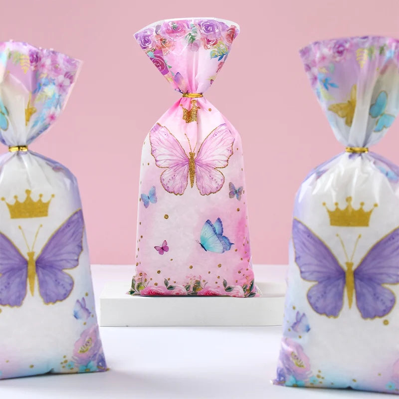 25/50/100pcs Candy Bags Gift Packing Bags Biscuit Butterfly Birthday Party Decorations Gift Candy Bag Baby Shower Party Supplies - Hiron Store