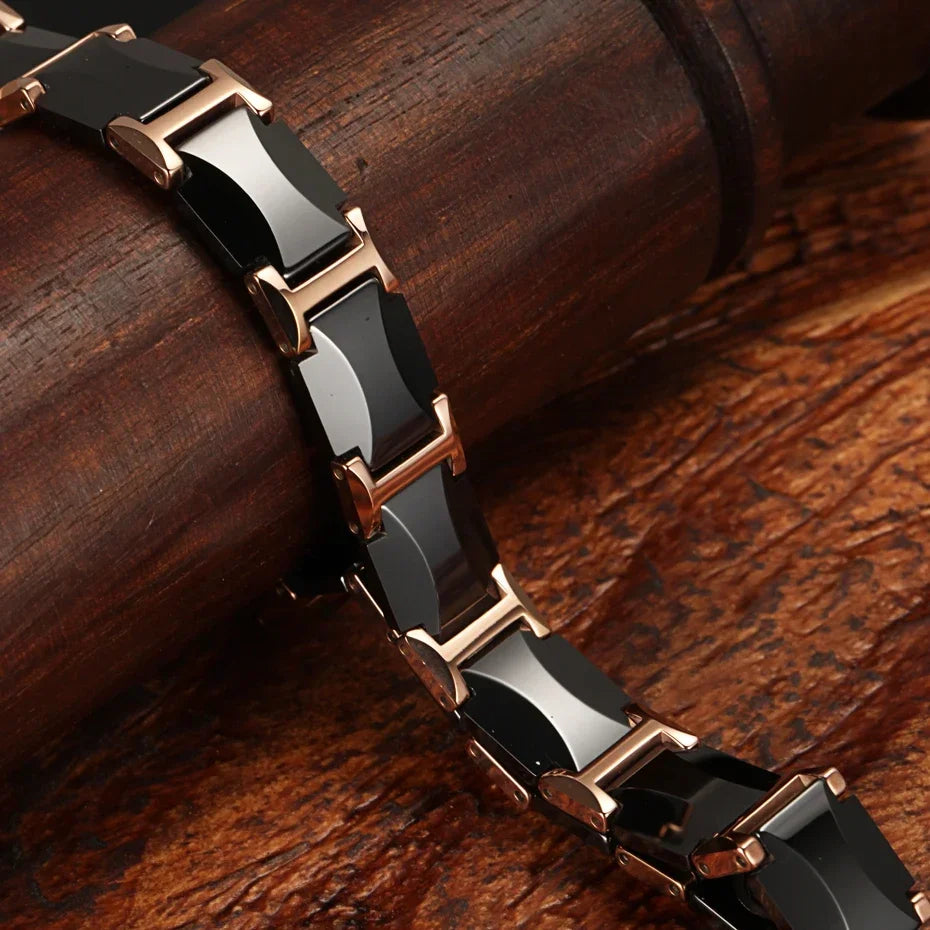 Ceramic Titanium Steel Bracelet Hematite Magnetic Stainless Steel Adjustable Bracelets - Hiron Store