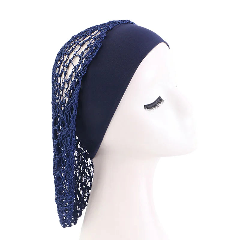 Women Ladies Hair Net Stretchy Wide Band Mesh Hair Net Soft Rayon Breathable Crochet Hairnets Wig Accessories