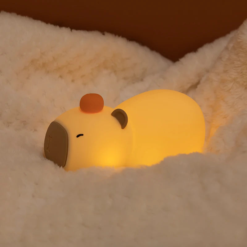 Cute Cartoon Silicone LED Capybara Night Light USB Rechargeable Lamp For Children's