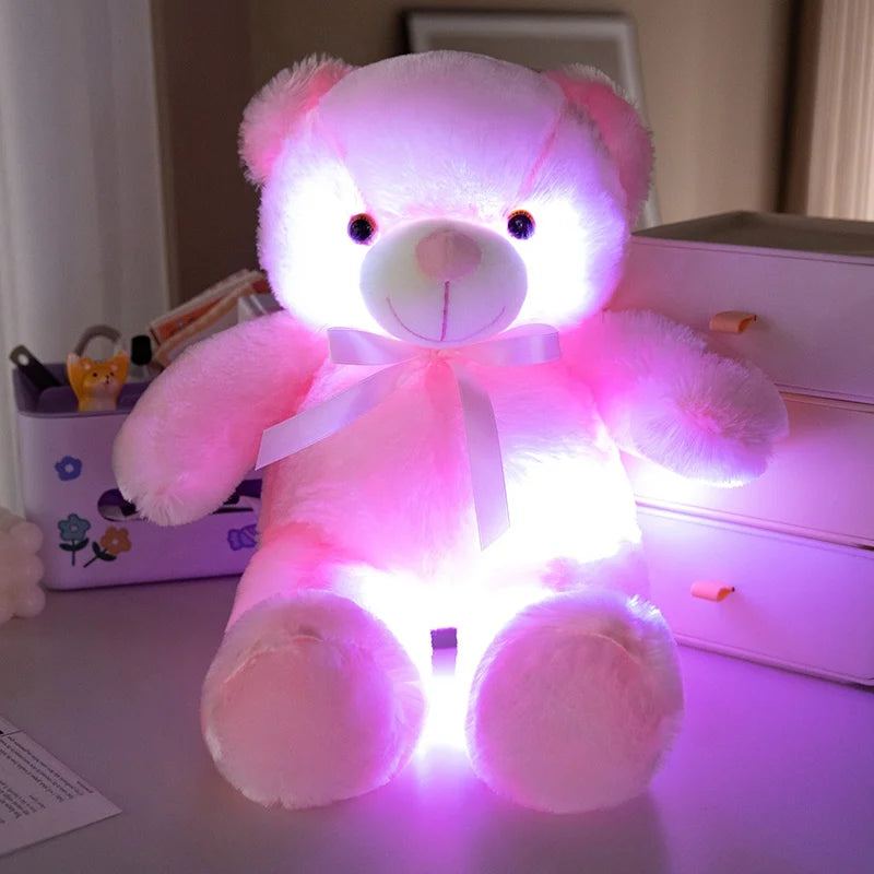 Colorful Glowing Bear Plush Toy Luminous Creative Light Up LED Teddy Bear Xmas Gift Kids