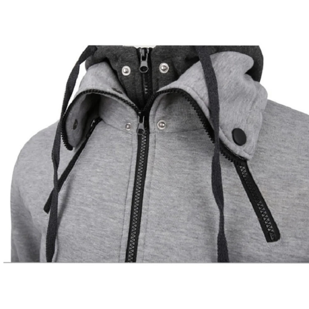 Men Jackets Fleece Coats Bomber Jacket Scarf Collar Fashion Outwear Slim Fit Hoody