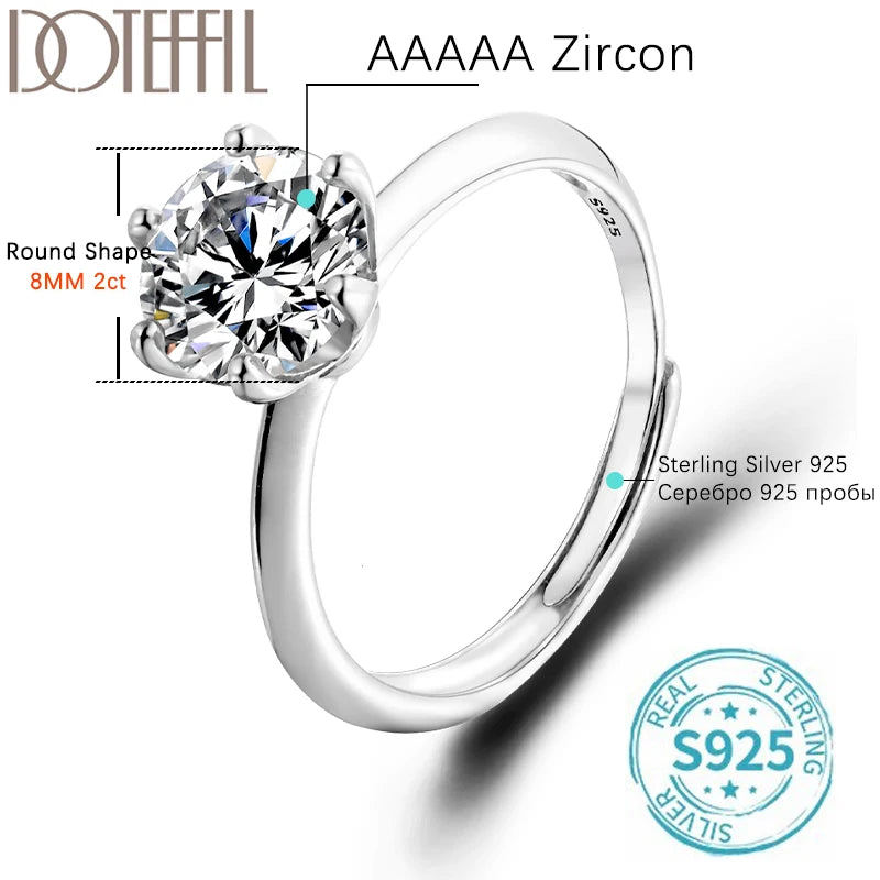 DOTEFFIL 1-3CT VVS1 Moissanite Ring With GRA Diamond 925 Sterling Silver Opening Ring for Women Engagement Wedding Band Jewelry - Hiron Store