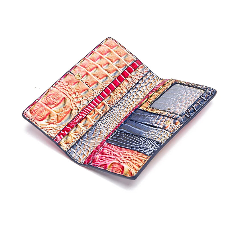 Simple and fashionable crocodile pattern solid color block wallet