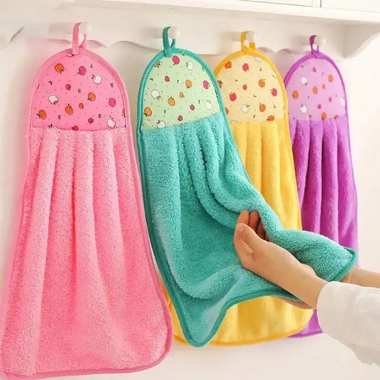 4pcs Coral Velvet Bathroom Supplies, Soft Hand Towel, Absorbent Cloth Dishcloths, Hanging Cloth, Kitchen Accessories - Hiron Store