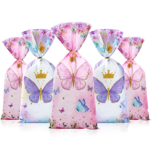 25/50/100pcs Candy Bags Gift Packing Bags Biscuit Butterfly Birthday Party Decorations Gift Candy Bag Baby Shower Party Supplies - Hiron Store