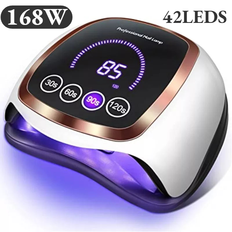 168W 42LEDs Nail Drying Lamp For Manicure Professional Led UV Drying Lamp With Auto Sensor Smart Nail Salon Equipment Tools - Hiron Store