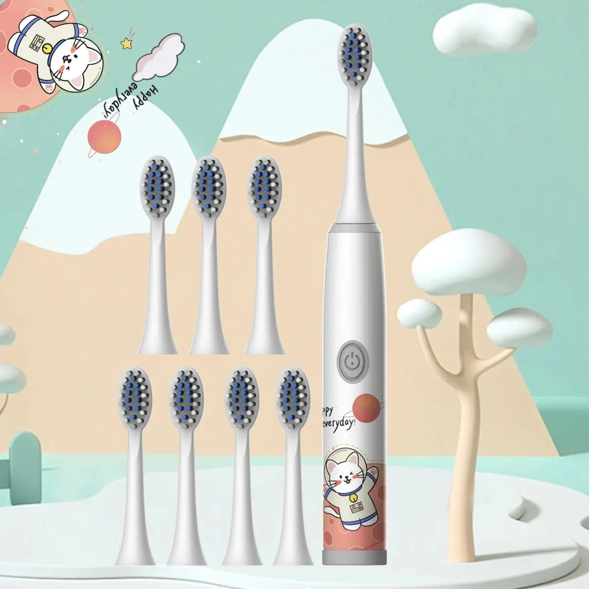 Children's Electric Toothbrush Color Cartoon Space Series Children's Soft Hair Cleaning Brush (Battery Not Included) - Hiron Store