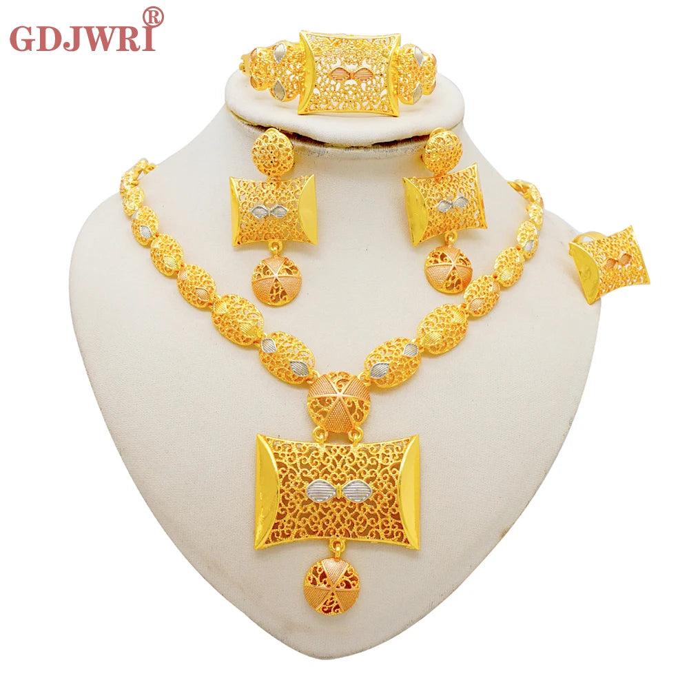 Ethiopia Africa Gold Color Latest Jewelry Set Exquisite Women Wearing Earrings Set