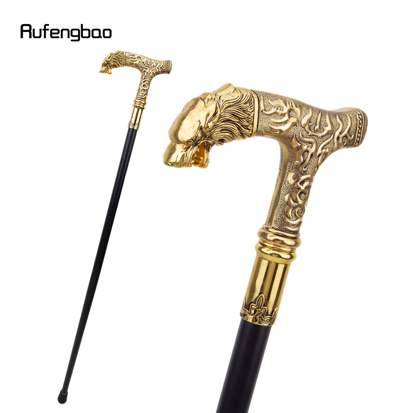 Golden Wolf Handle Single Joint Walking Stick with  Decorative Cospaly Party Halloween Crosier