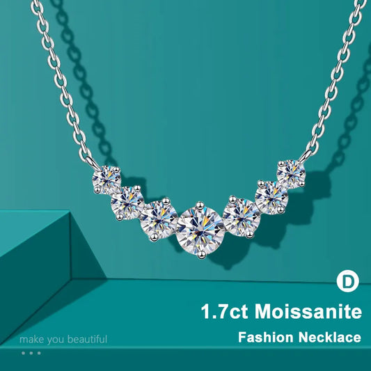 Moissanite Necklace for Woman Wedding Fine Jewely with Certificates 925 Sterling Sliver Plated 18k White Gold Necklace - Hiron Store