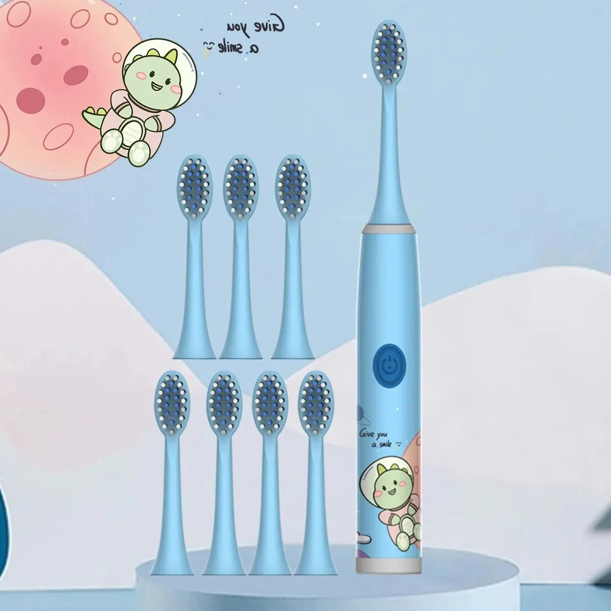 Children's Electric Toothbrush Color Cartoon Space Series Children's Soft Hair Cleaning Brush (Battery Not Included) - Hiron Store