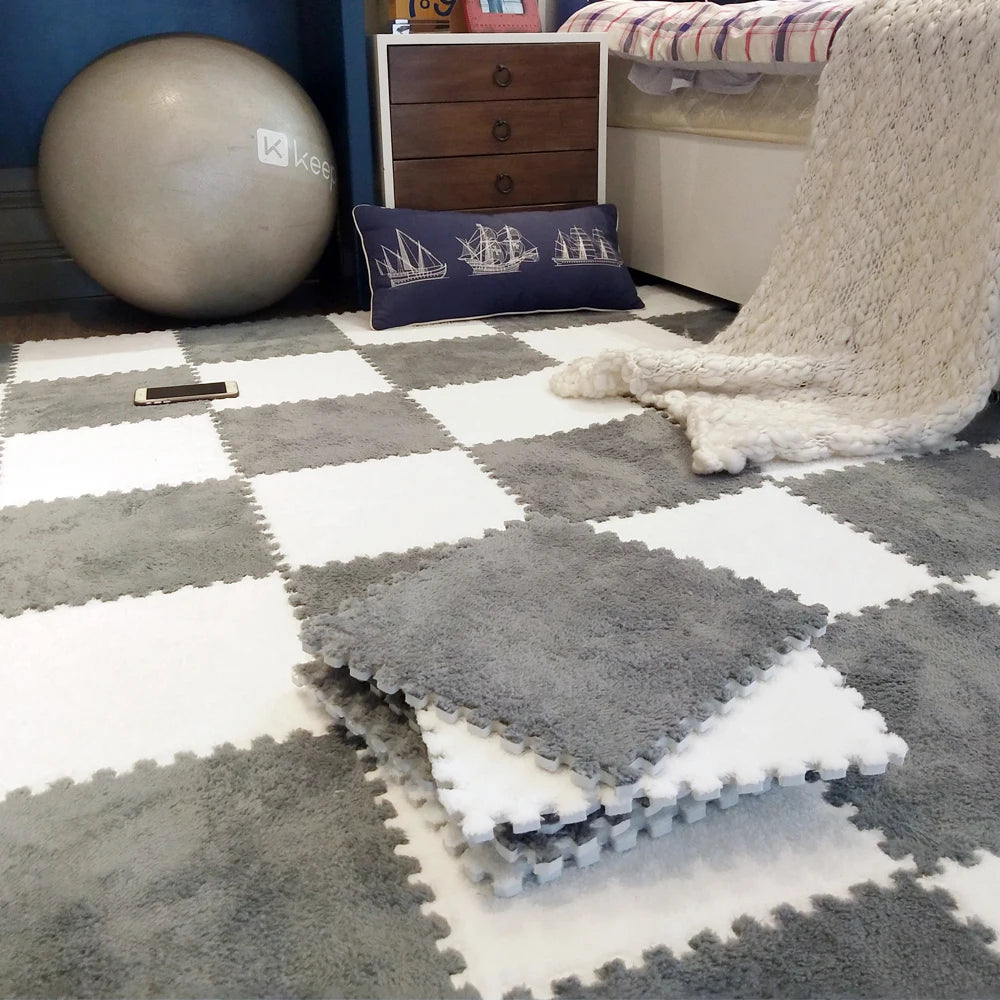 Soft Plush Children's Mat Baby Play Mat  Eva Foam Puzzle Carpet for  Children's Room Keep Warm Playmat 30*30*1CM