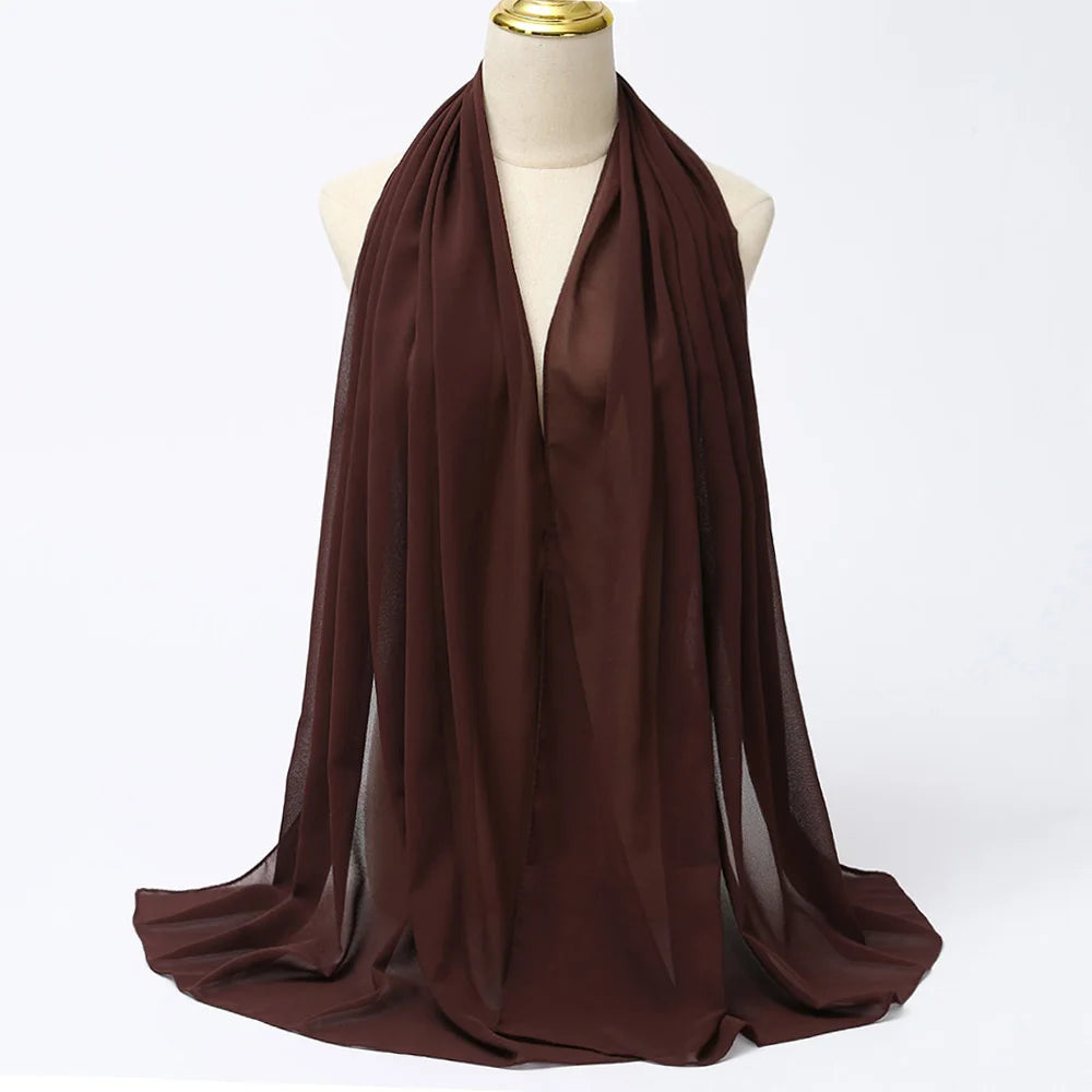 Muslim Chiffon hijab Scarf Long Solid Color Head Wrap Women's Hijabs & Scarves Jersey Hijab Veil