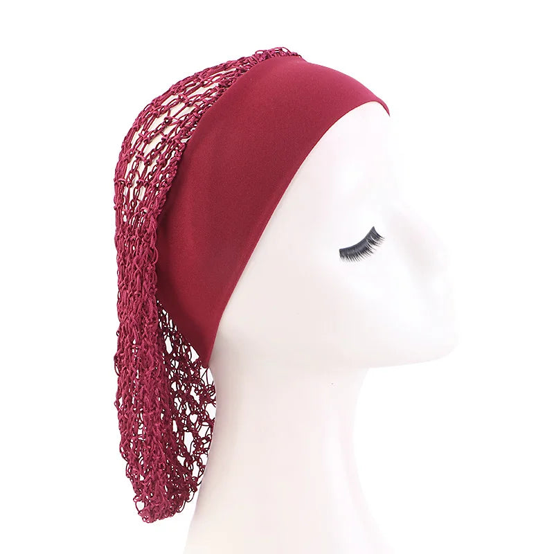 Women Ladies Hair Net Stretchy Wide Band Mesh Hair Net Soft Rayon Breathable Crochet Hairnets Wig Accessories