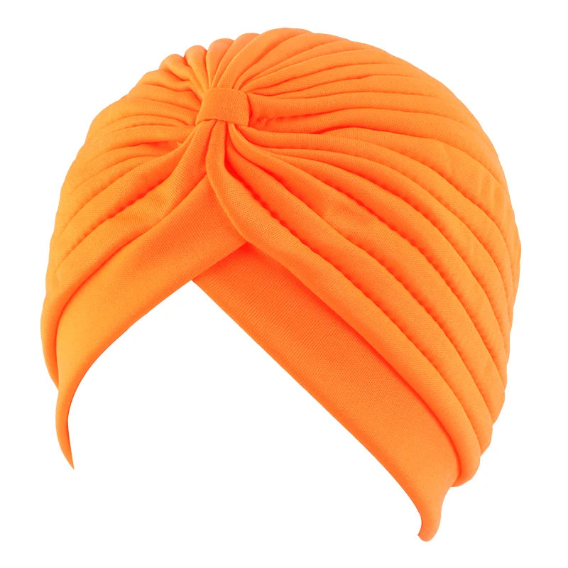 New Flower Decoration Turban, Solid Color Women's Head Wrap, Fashion Headwear, Bandana Cap