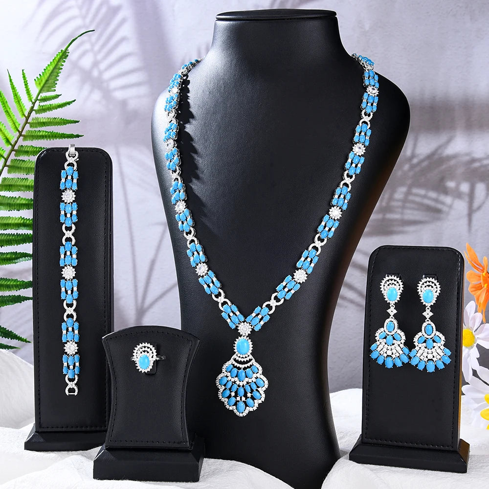 Dubai Bridal Jewelry Set For Women Wedding Party Nigerian African Necklace Earring Set