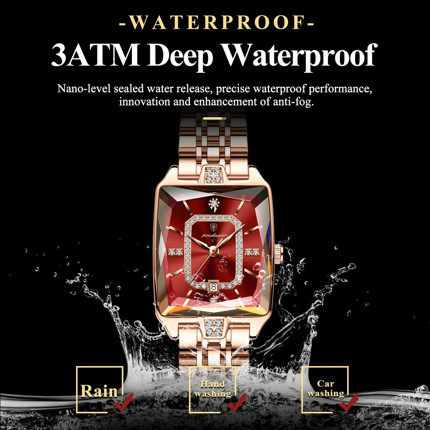 Women Wristwatch Waterproof Ladies Watch Stainless Steel Rectangle Quartz Women's Watches