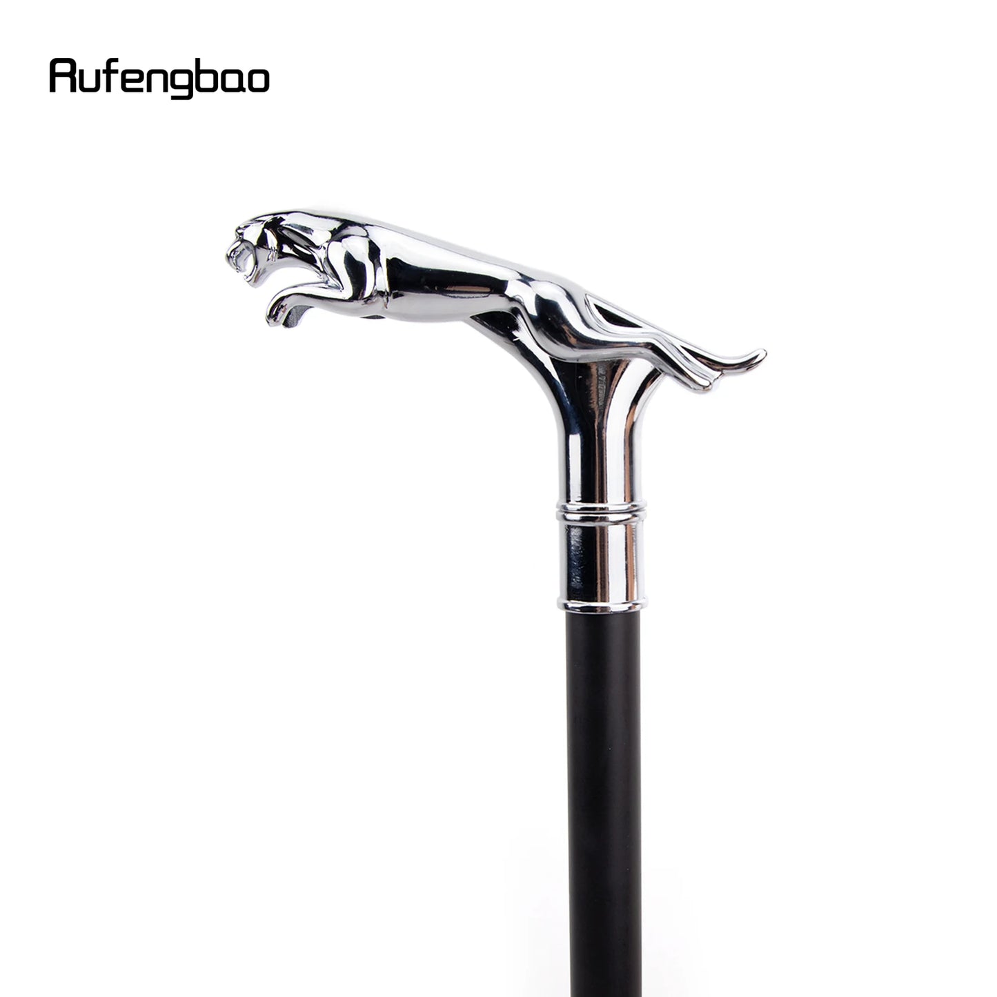 Silver Luxury Leopard with Tail Fashion Walking Stick for Party Decorative Walking Cane Elegant Crosier Knob Walking Stick 93cm