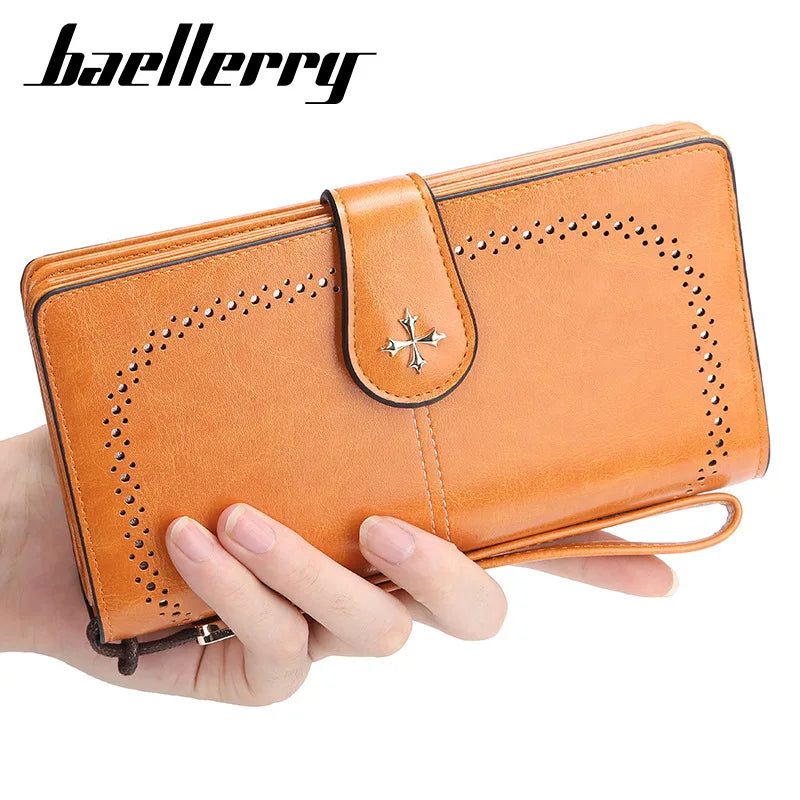 Baellerry Women Wallets Large Hollow Out Long Wallet Fashion Top Quality PU Leather Card Holder Wallet For Women - Hiron Store