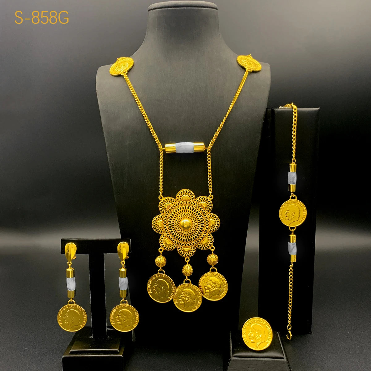 Coin Gold Plated Necklace Sets For Women Wedding Dubai African Jewelry Set Indian Jewellery