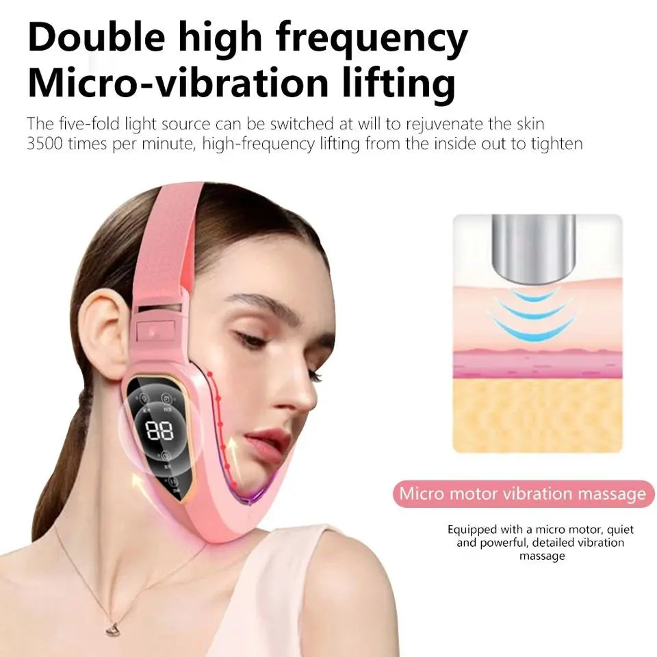 Facial Lifting Device LED Photon Therapy Facial Slimming Vibration Massager Heated Double Chin V Face Massager
