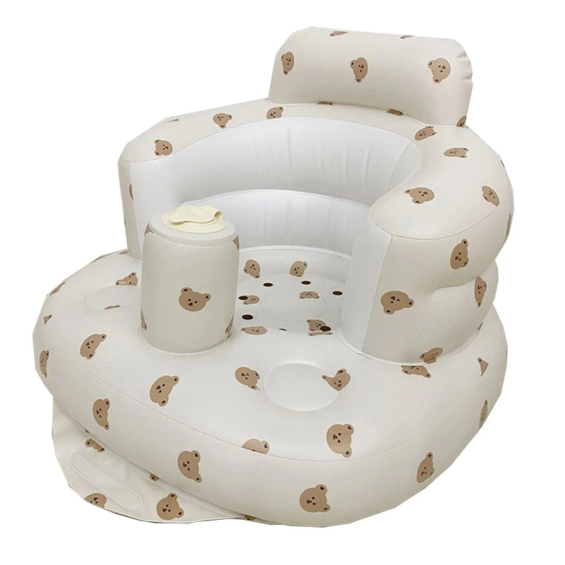 Shining Baby Inflatable Sofa Children Puff Portable Bath Chairs PVC Multifunctional Seat Practice Sitting Bath Stool