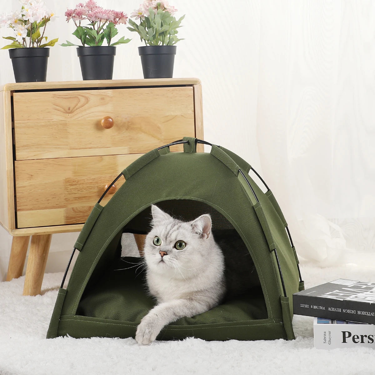 Pet Tent Bed Cats House Supplies Products Accessories Warm Cushions Furniture Sofa Basket Beds Winter Clamshell Kitten Tents