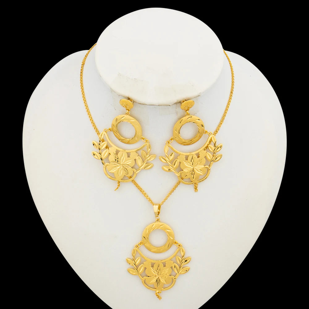 Sweet Heart Design Earrings and Necklace Set Dubai Jewelry Set