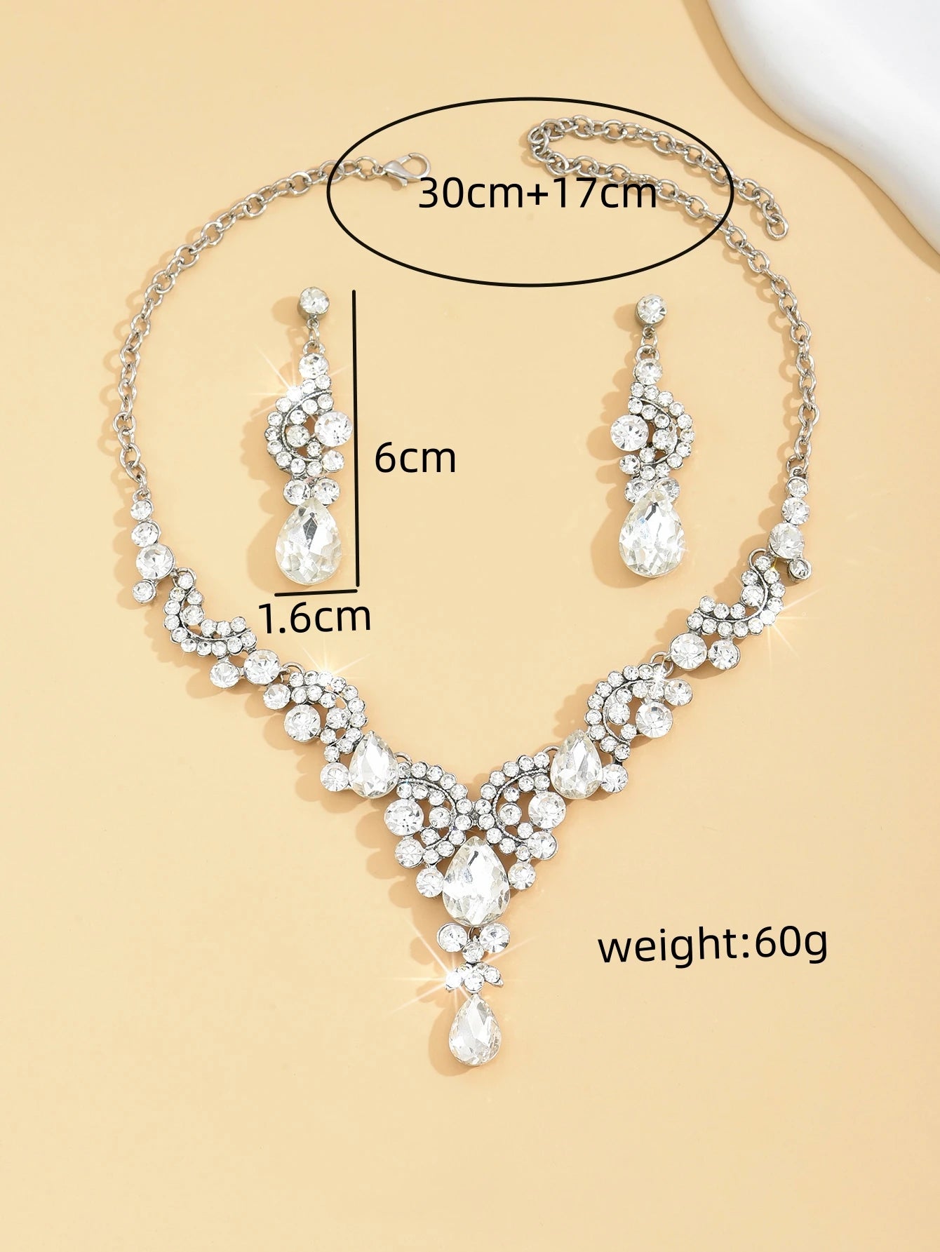 3 Women's Trendy Droplet Earrings with Necklace Jewelry Set